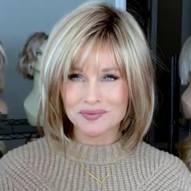 European and American Women's Short Straight Hair Mixed Color Machine-made Chemical Fiber Headgear | EGEMISS