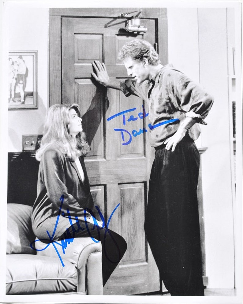 CHEERS Cast Signed Photo Poster painting x2 Ted Dansen & Kirstie Alley wcoa