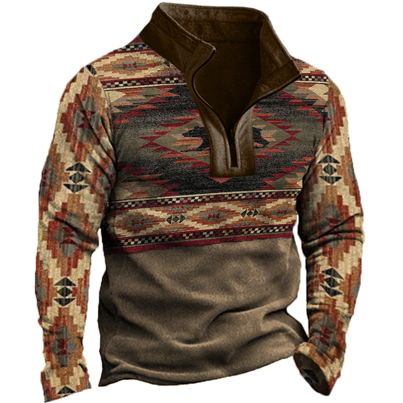 Men's Retro Ethnic Pattern Long Sleeve Sweatshirt