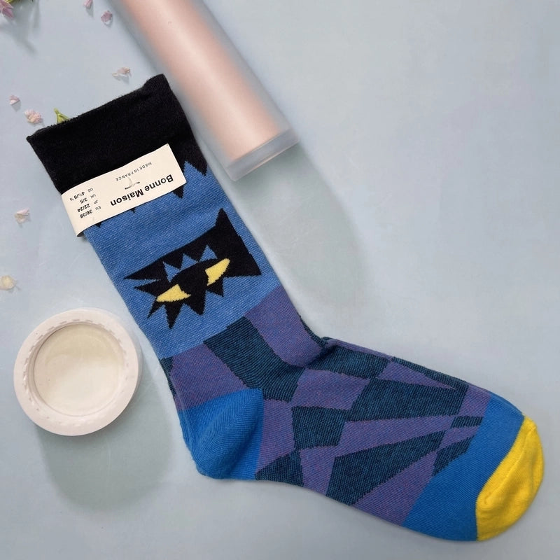 Women’s Minimalist Human Houndstooth Cotton Crew Socks A Pair