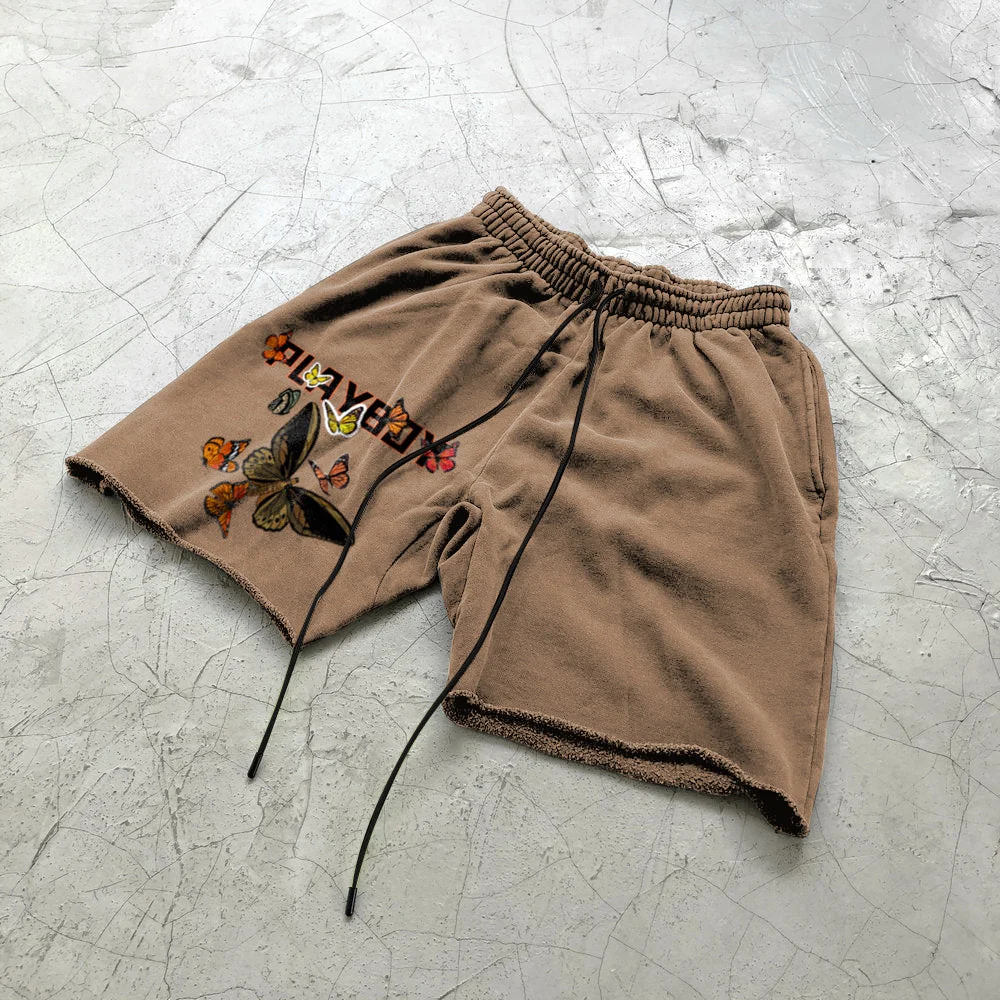 Street Trend Butterfly Art Print Track Shorts