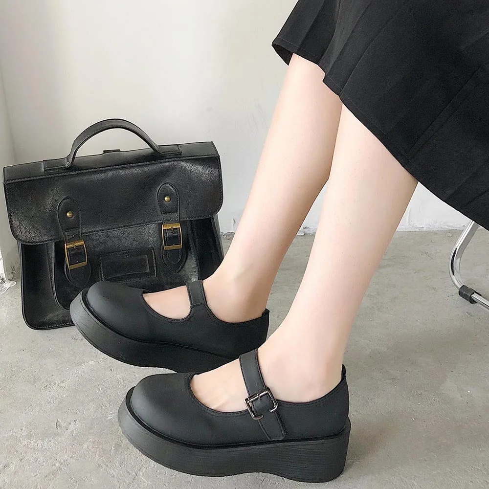 Small leather shoes women 2021 spring models Mary Jane shoes women's Japanese high heels retro platform shoes women