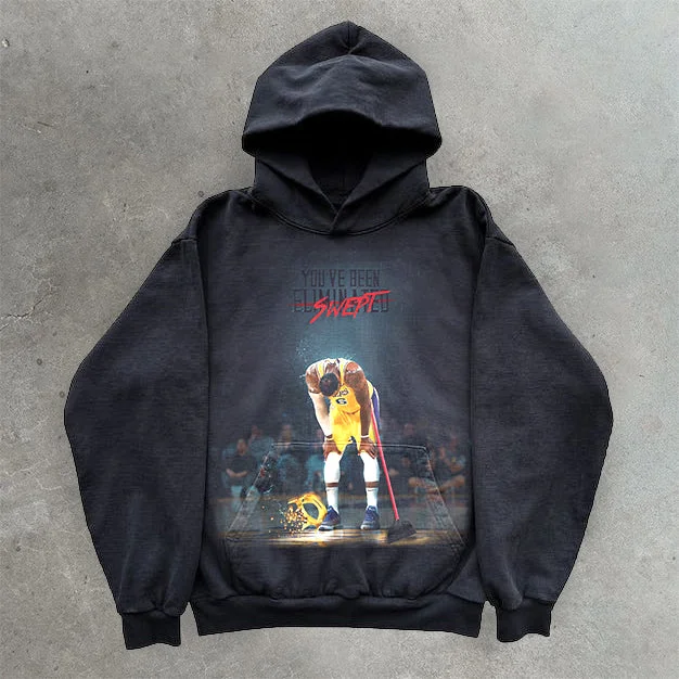 Casual street basketball knockout printed cotton hoodie