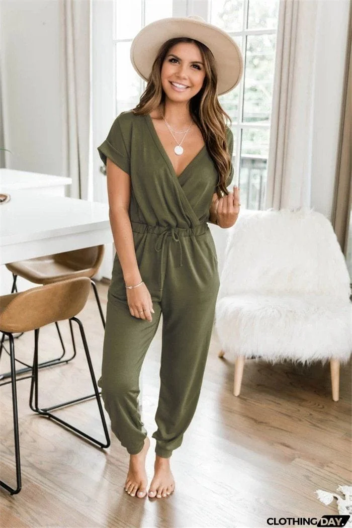 Super Comfy V Neck Casual Jumpsuit