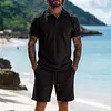 Men's Casual Vacation Polo Shirt And Shorts Set by Inlyline