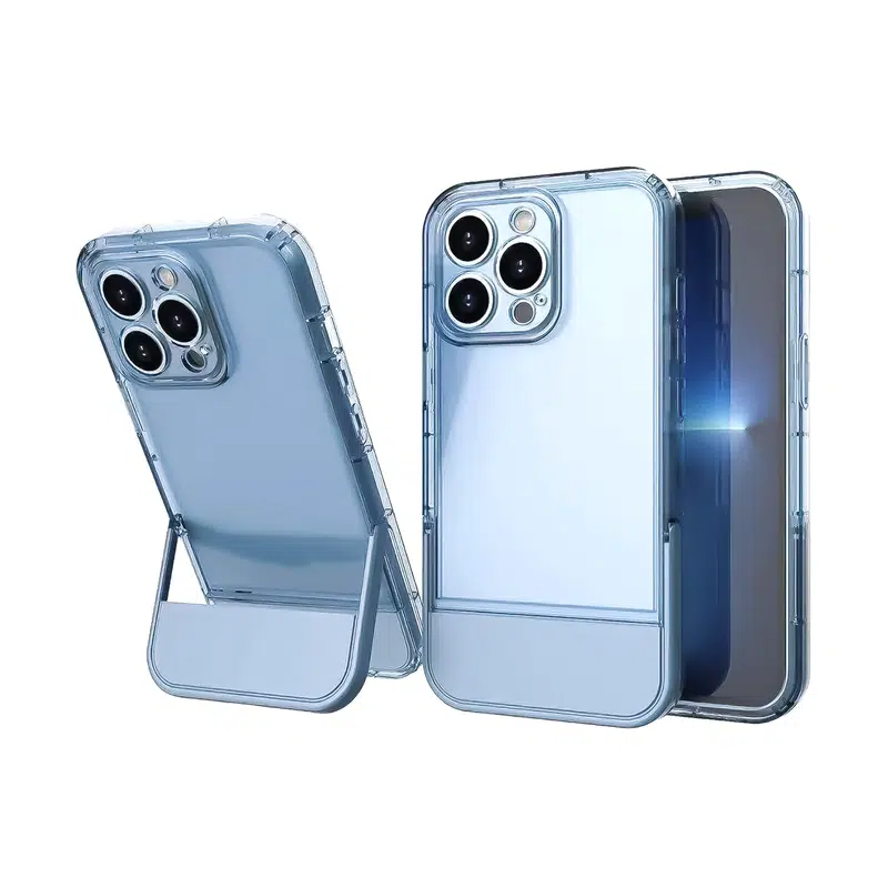 Blue Transparent Case With Hidden Holder For IPhone