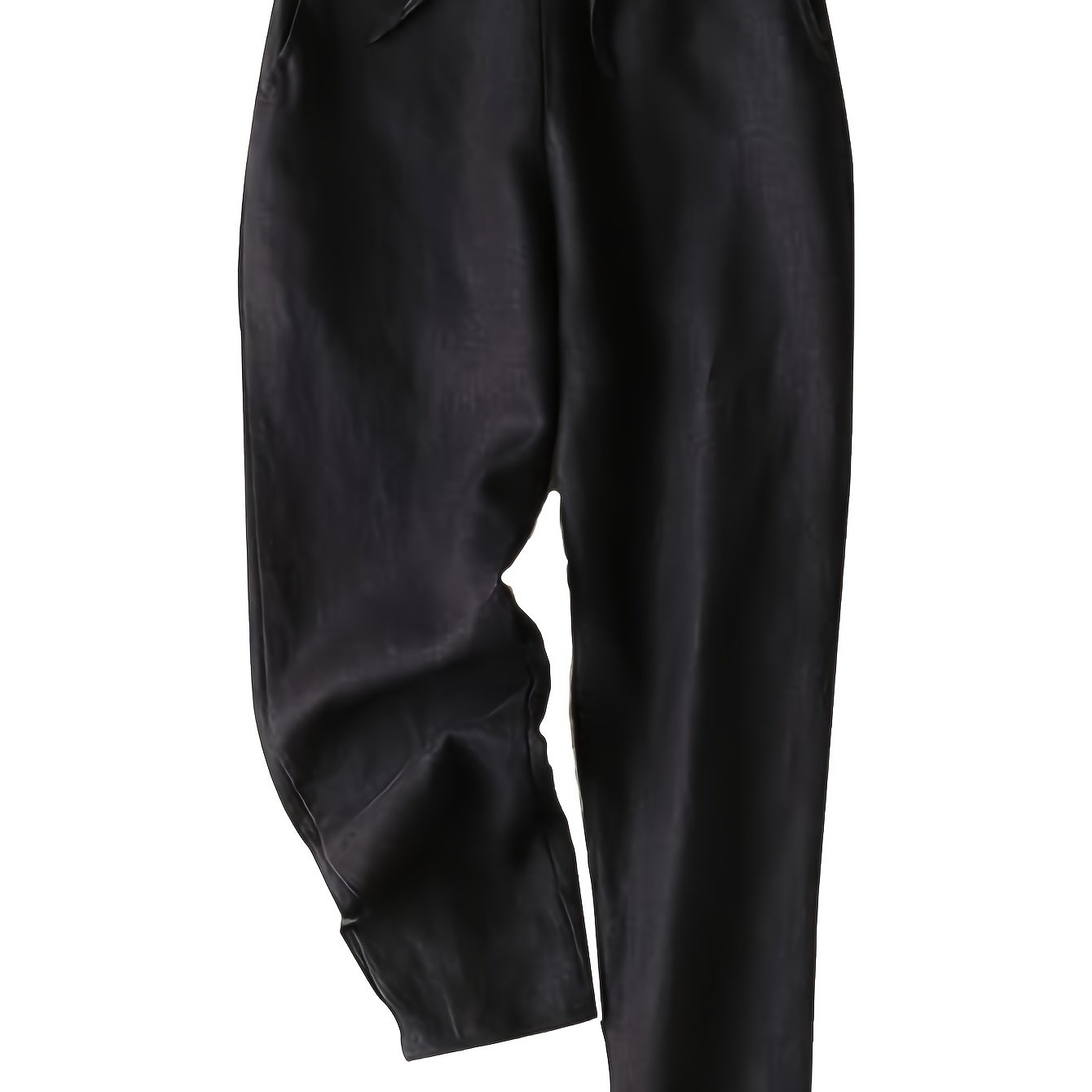 Women's Linen High Waist Pants Drawstring Waist Straight Leg Summer Beach Palazzo Trousers