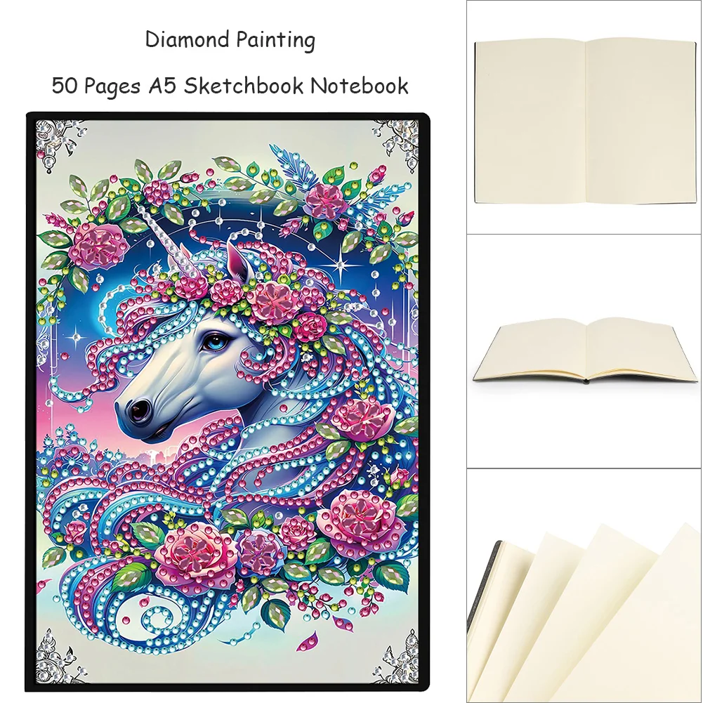 50-Page A5 Horse Diamond Painting Notebook for Adult Holiday Birthday Gift