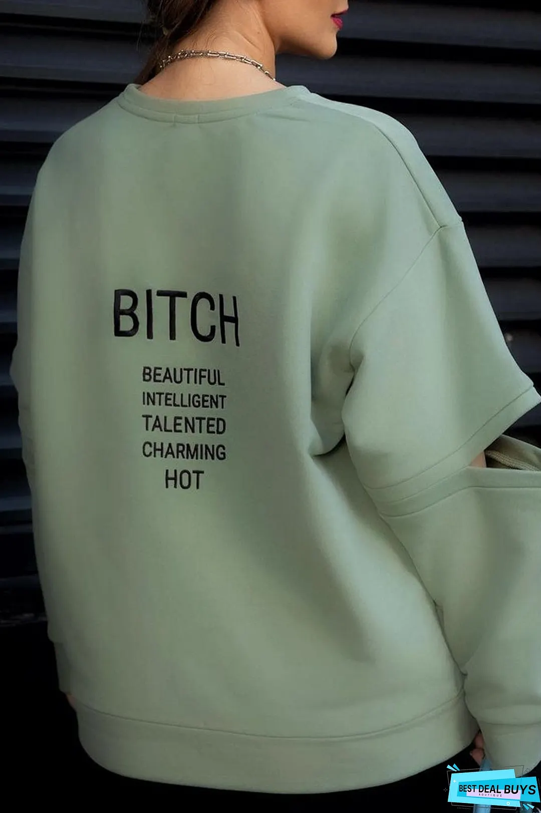 Cutout Sleeve Pullover Sweatshirt