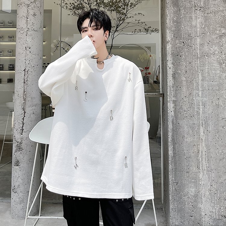 Dawfashion-High-end Personality Pendant Solid Color Long-sleeved Sweater Design Sense Top Coat Trendy-Yamamoto Diablo Clothing
