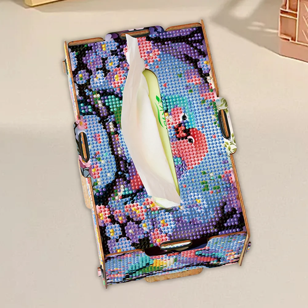 Lovebird 5D DIY Diamond Painting Handmade Tissue Holder Wooden Tissue Box Craft