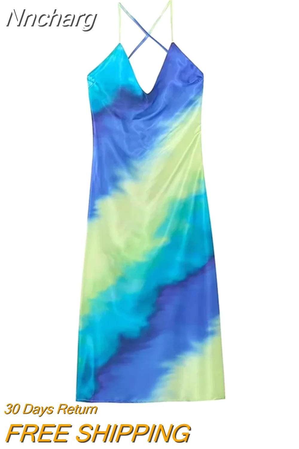 Nncharge TRAF Women Tie Dye Lingerie Dresses Chic Sleeveless Backless Sling Dress Women's Club Party Dresses