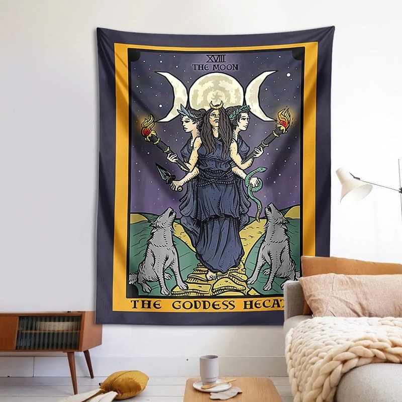 Tarot moon Tapestry Wall Hanging Mandala the goddess hecate Hippie Astrology Divination Witchcraft Background Wall Decoration