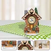 (US Local)Acrylic Special Shaped Wooden Hut FlowersHut 5D Diamond Painting Clock Art Cra
