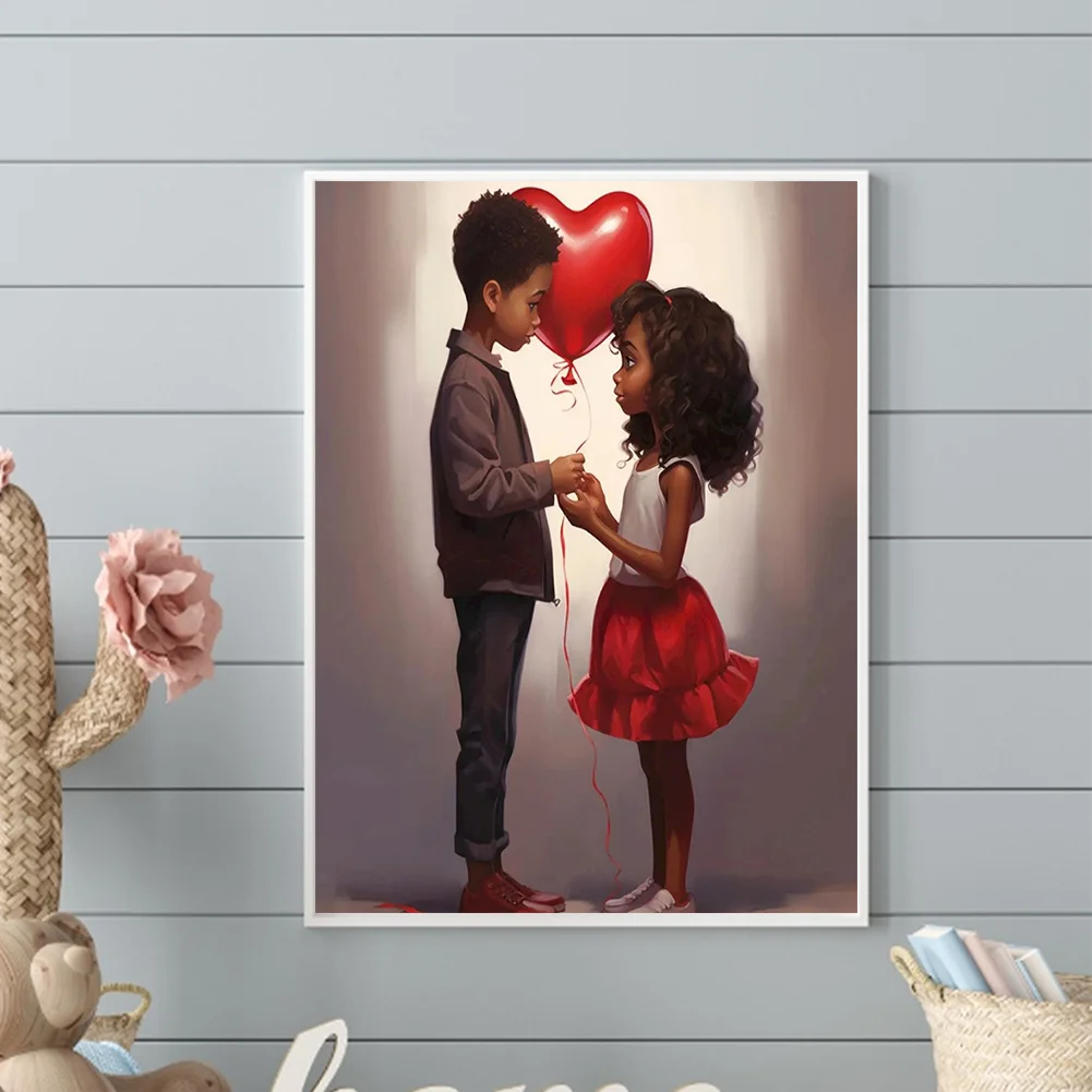 Diamond Painting - Full Round Drill - Kid Sweet Couple(Canvas|30*40cm)