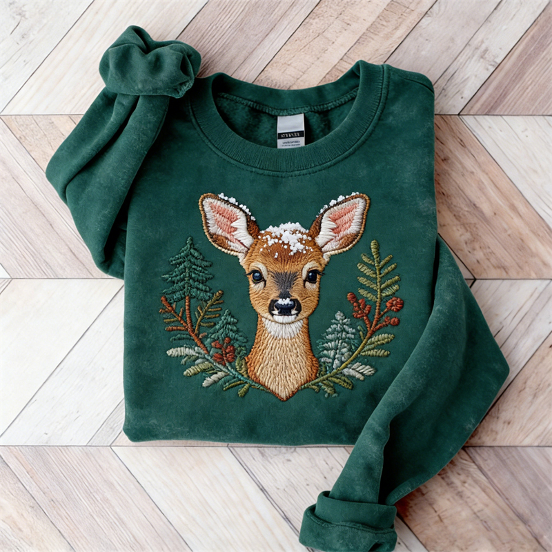 Forest Dear & Plants Vintage Cozy Sweatshirt wearshes