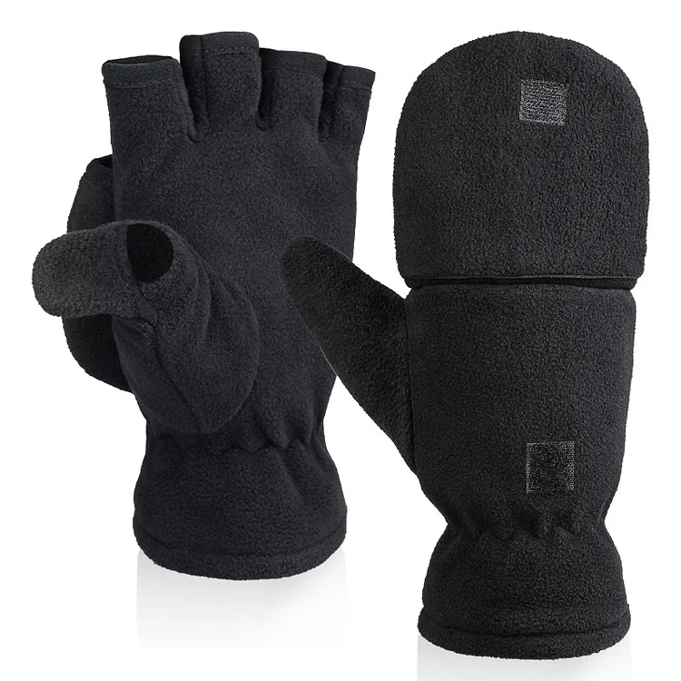 Flip Half Finger Polar Fleece Autumn and Winter Warm Shooting Photoshoot Play Games Open Finger Gloves