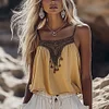  Bohemian Embroidered Yellow Camisole Top for Summer Outfits by Inlyline