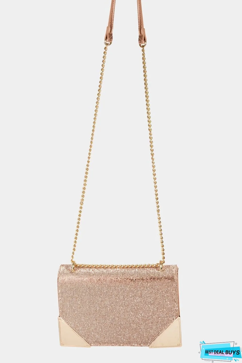 Fame Rhinestone Studded Rectangle Crossbody Bag