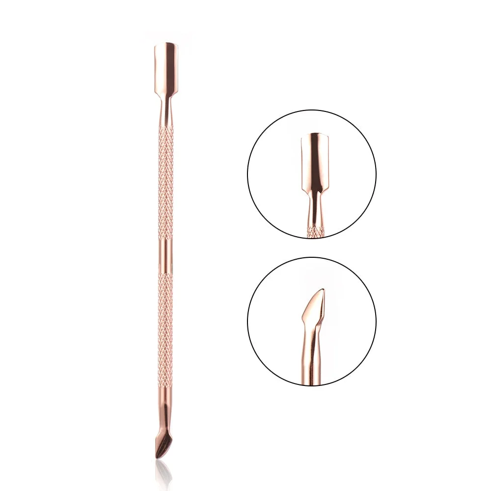 New Silver/Rose Gold Dual-ended Stainless Steel Nail UV Gel Polish Remover Stick Triangle Rod Cuticle Pusher Nail Art Tool-Nail Inspo