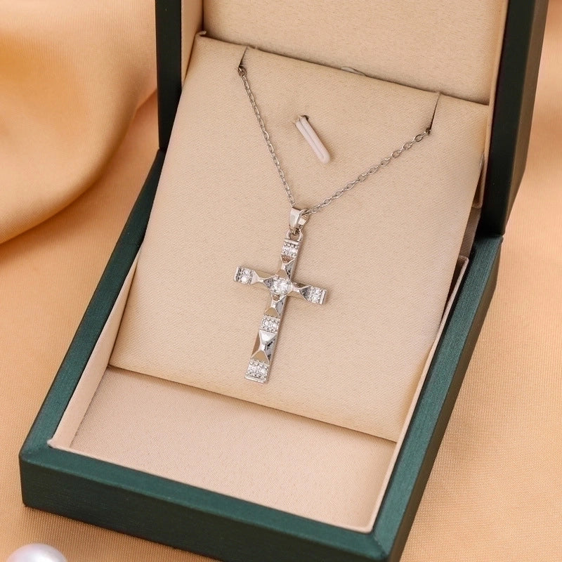 Titanium Steel Casual Minimalist Cross Plating Pendant Necklace