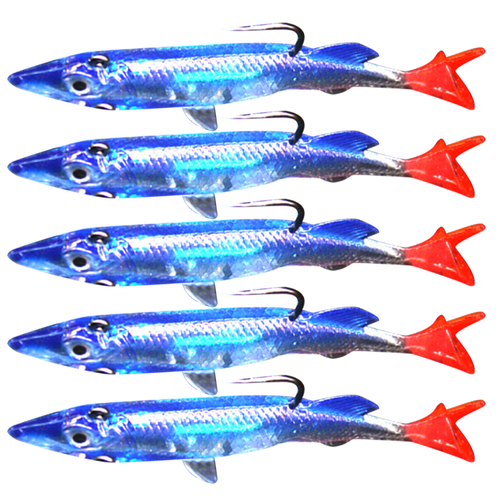

Fishing Soft Lures 8cm Wobbler Lead Head Hook Bait Jig Bass Fishing Tackle, 5pcs, 501 Original