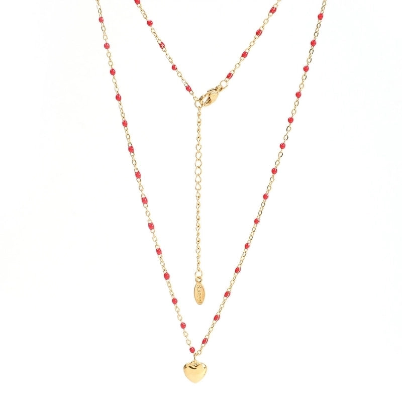 Minimalist Heart Shape Stainless Steel Titanium Steel Enamel Plating Pendant Necklace