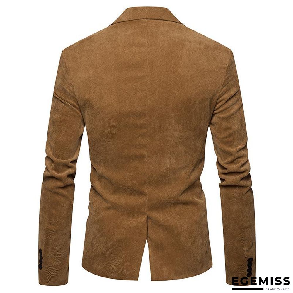 men casual suit jacket men solid color Corduroy Worsted Fabric suit Blazers pocket Button decorate men's suit coat | EGEMISS