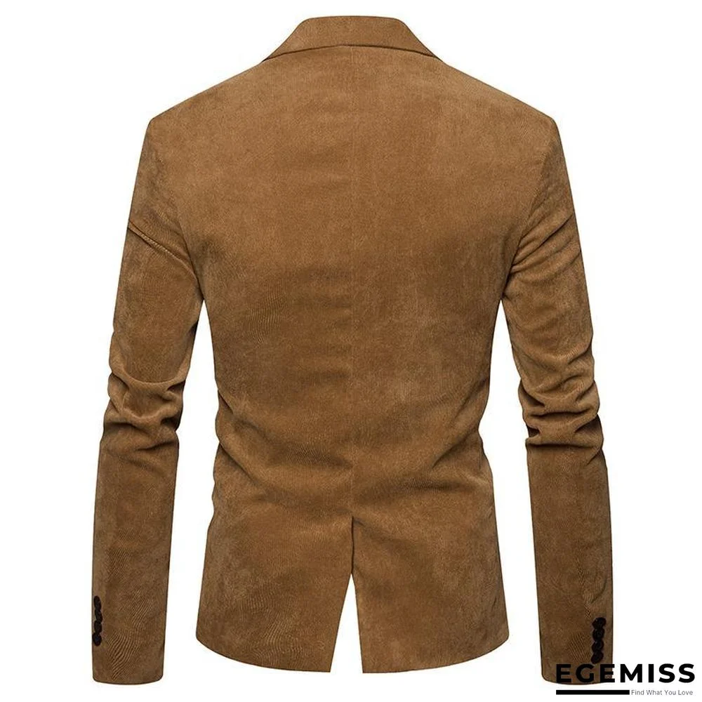 men casual suit jacket men solid color Corduroy Worsted Fabric suit Blazers pocket Button decorate men's suit coat | EGEMISS