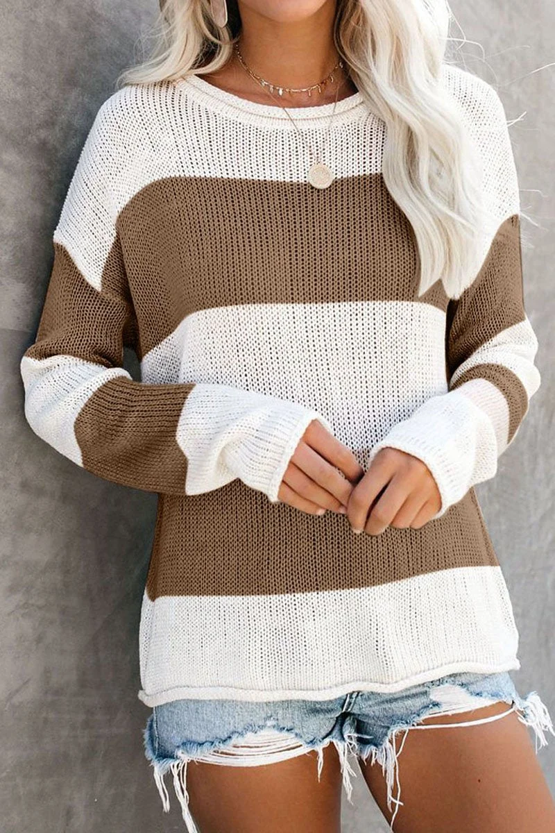 Long Sleeve Stripe Knitted Sweater