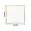 10 Pack | 8" White / Gold Concave Modern Square Plastic Dessert Plates, Disposable Salad Appetizer Party Plates