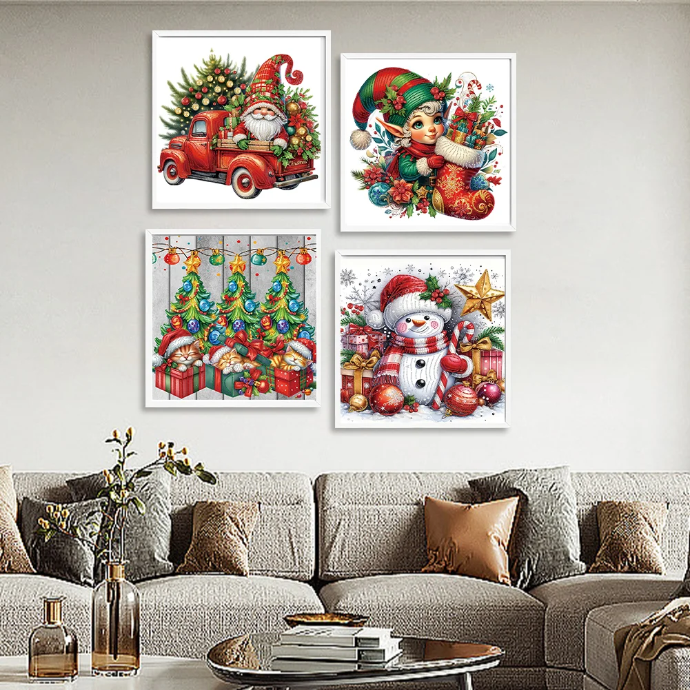 4pcs Diamond Painting - Partial Special Shaped Drill - Christmas(Canvas|40*40cm)