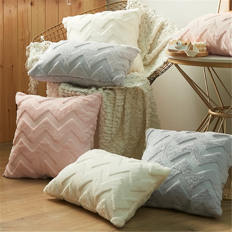 Three-dimensional Wave Pattern Plush Solid Color Pillowcase-Besturer