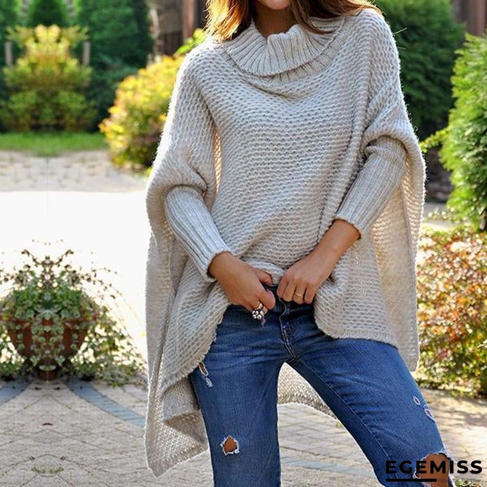 Irregular Solid Color High Neck Sweaters | EGEMISS