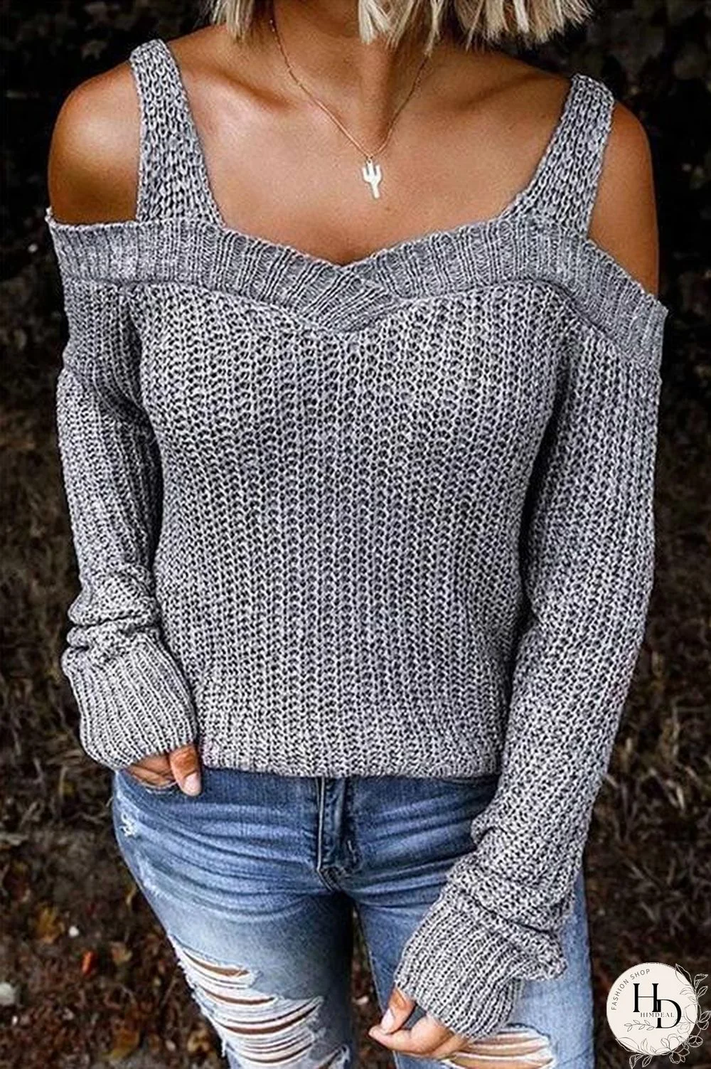 Janet Cold Shoulder Long Sleeve Knitting Top