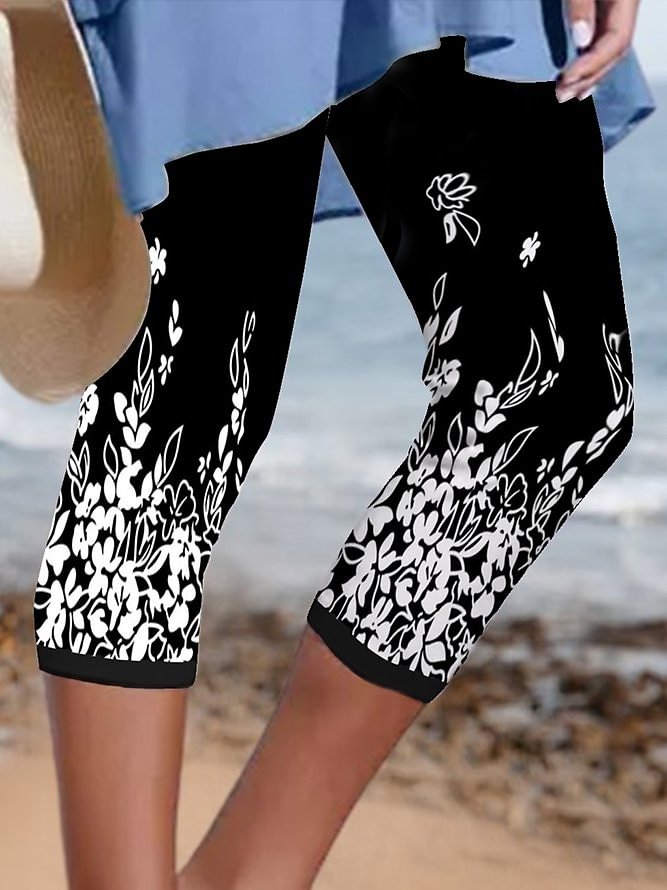 Women's Floral Print Capri Leggings