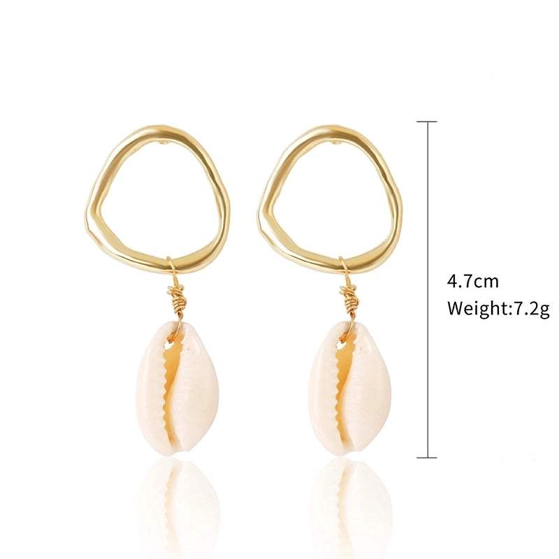 1 Pair Casual Vacation Bohemian Conch Shell Fish Tail Pearl Alloy Shell Drop Earrings