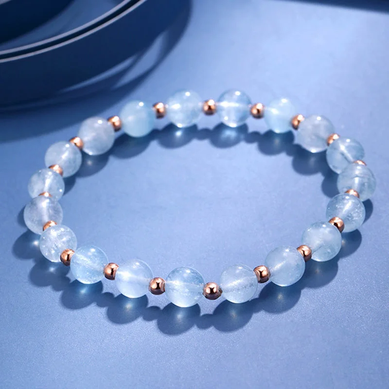 2Pcs Aquamarine Dolphin Tail Pattern Peace Bracelet