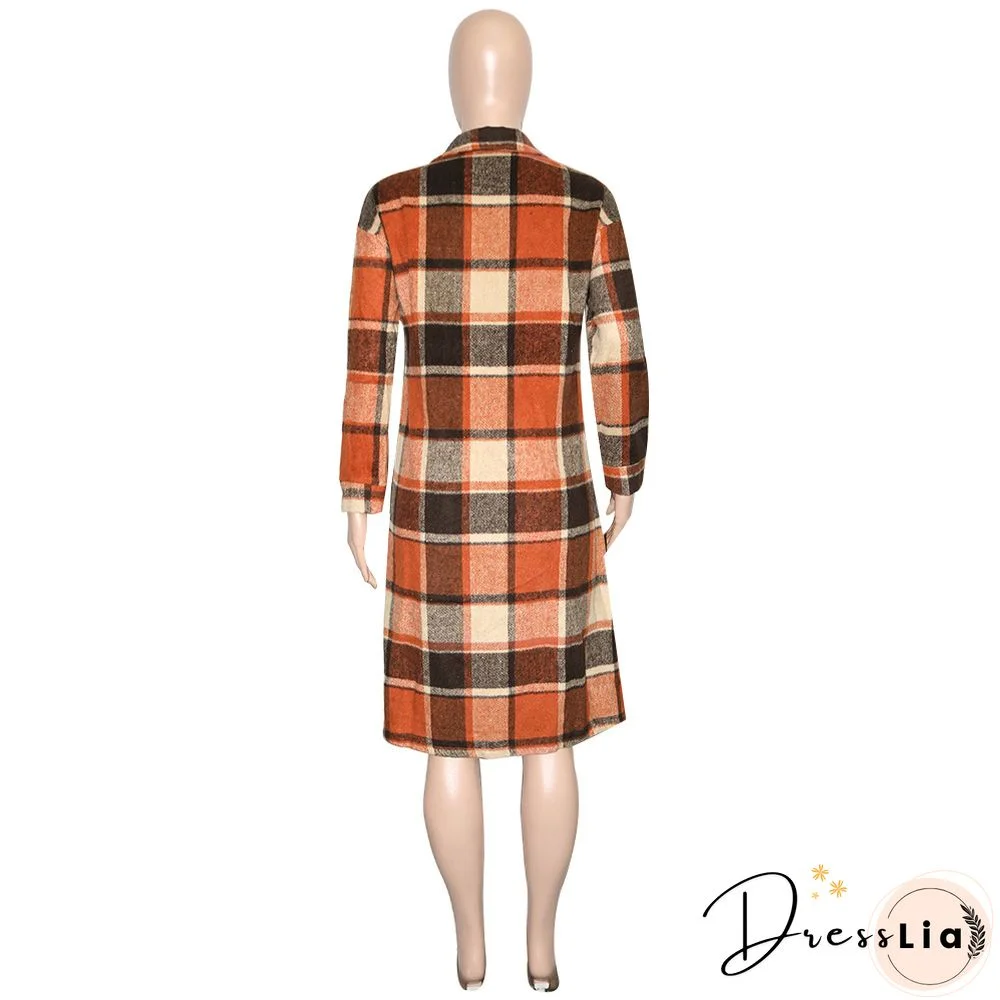 Classic Plaid Single-breasted Woolen Coat