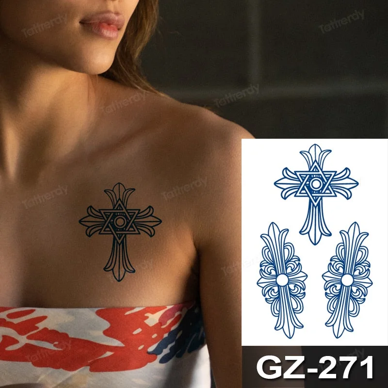 Waterproof Temporary Juice ink Sticker Triangle Star Words Feather Natural Fruit Gel Long lasting Tattoo Art for Men Women Arm