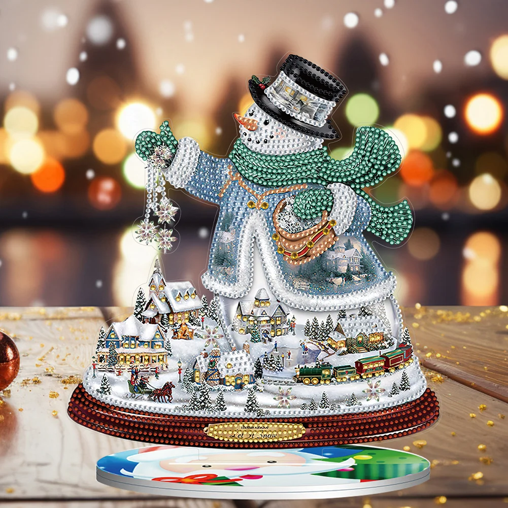5D DIY Snowman Diamond Xmas Decor Rounded+Shaped Drill Christmas Ornament