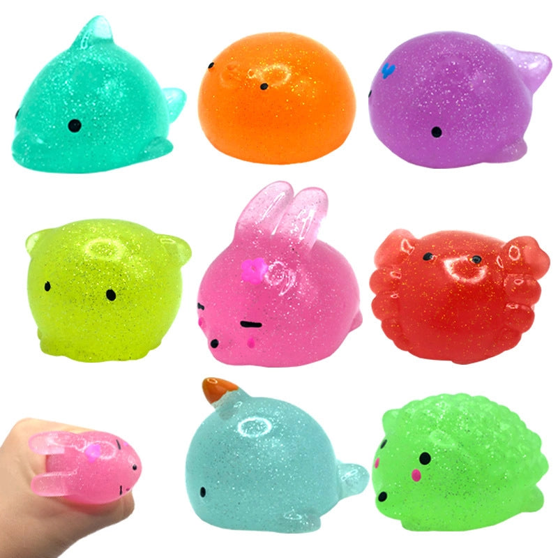 Large Gold Powder Ball Creative Cute Pet Animal Soft Glue Sticky Vent Ball Pinch Music Decompression Toy