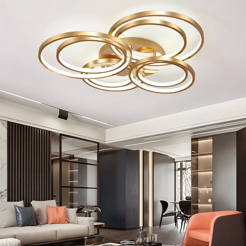 Modern Golden LED Ceiling Lights For Living Room Bedroom Restaurant Lighting Fixture Lustre Lamps Drop Shipping