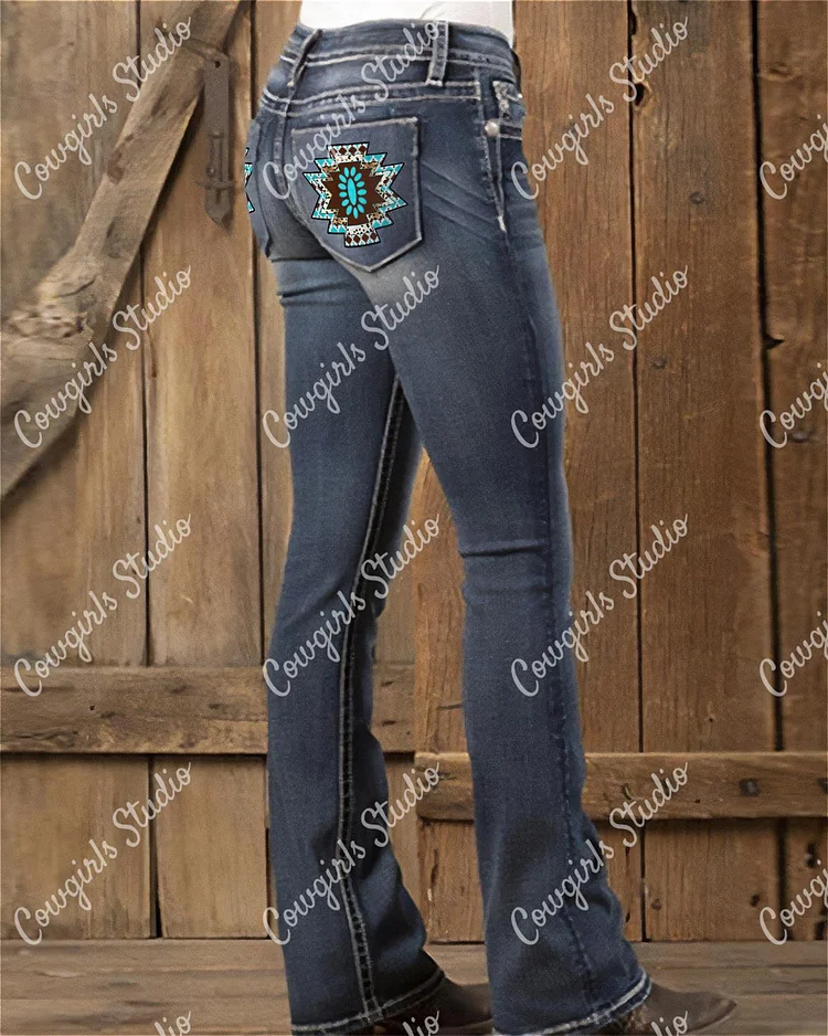 Western Turquoise Jeans