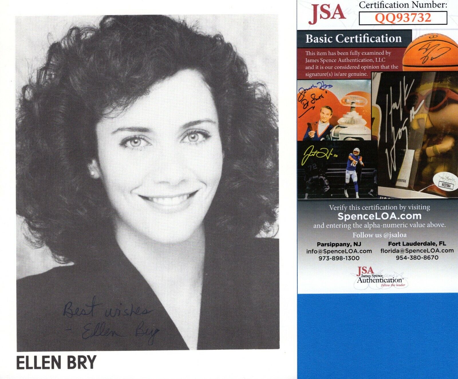 Ellen Bry Actress Hand Signed Autograph 5x6.5 Photo Poster painting with JSA COA