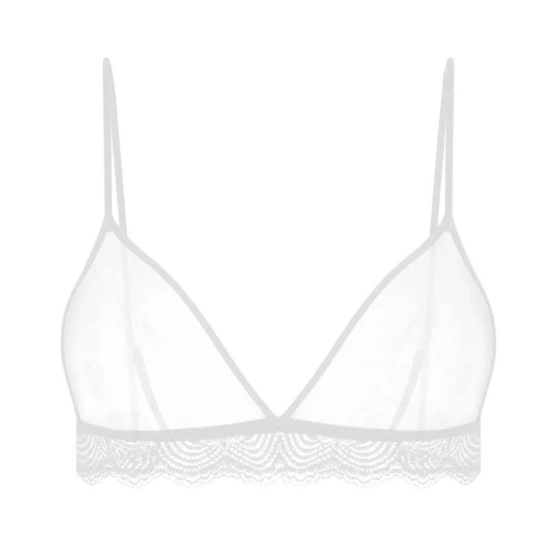 Transparent Bra for Women Thin Mesh See Through Bralette Underwear Comfortable Lace Wire Free Secret Brassiere Erotic Lingerie