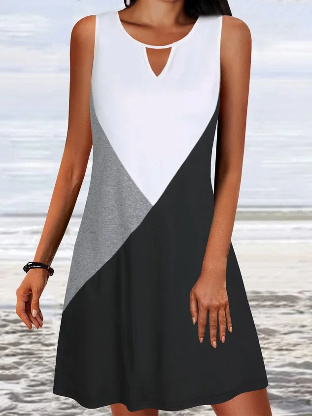 Women's A Line beach dresses Midi beach dresses White Sleeveless Summer Autumn V Neck Casual Mature 2023