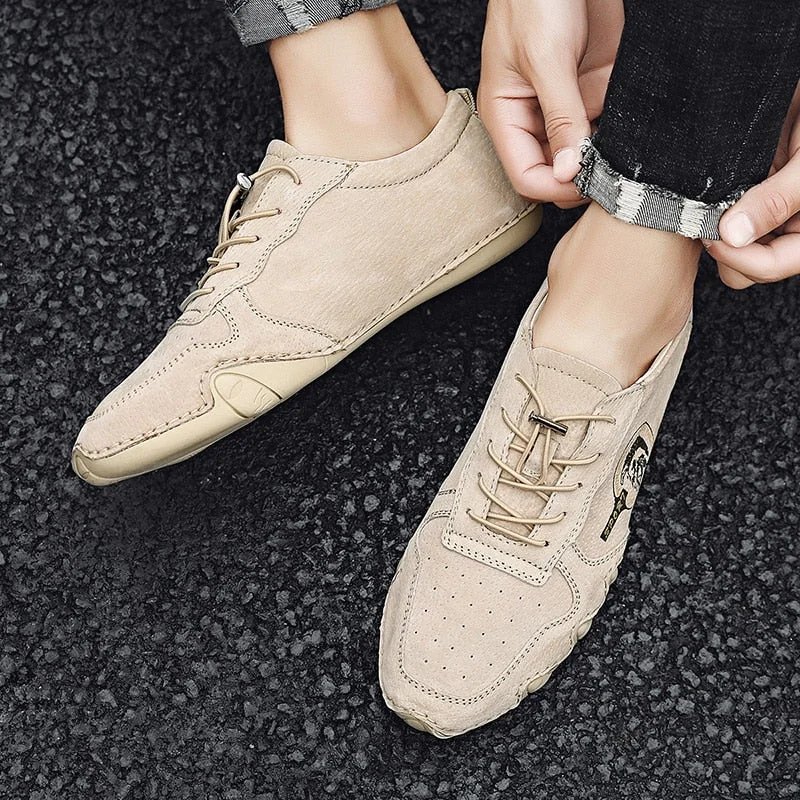 Casual Shoes For Men Loafers cow Suede Leather Men Boat Shoes Luxury Brand Handmade outdoor Men Slip on Shoes Male Shoes