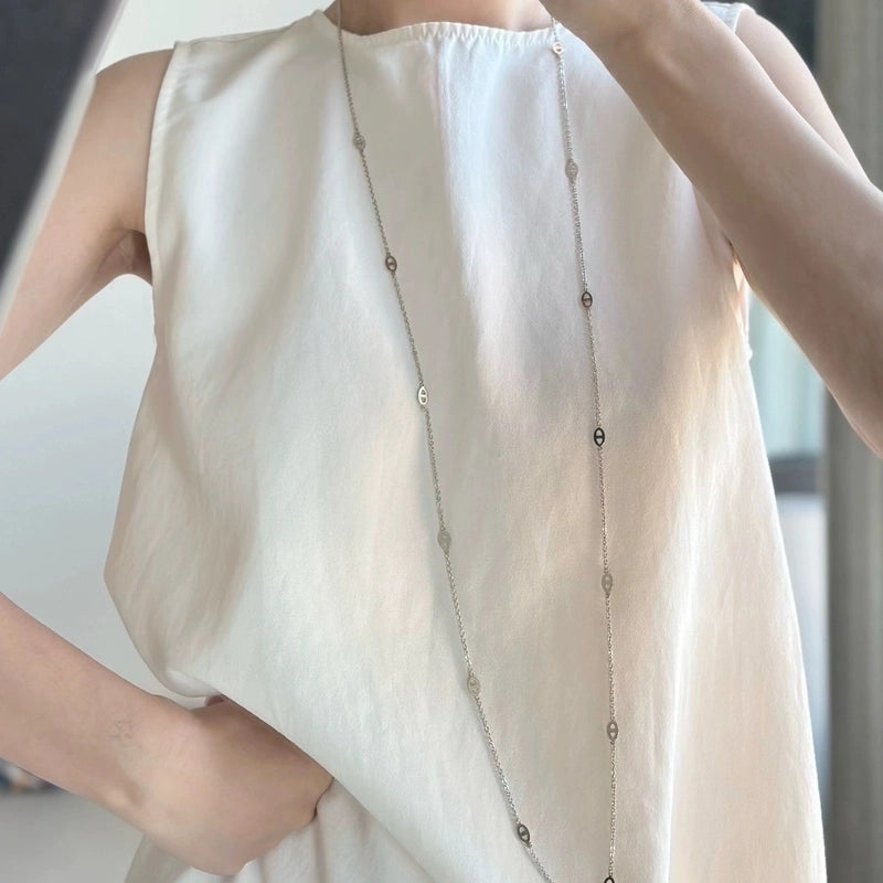 Casual Minimalist Letter 304 Stainless Steel Hollow Out Sweater Chain Long Necklace