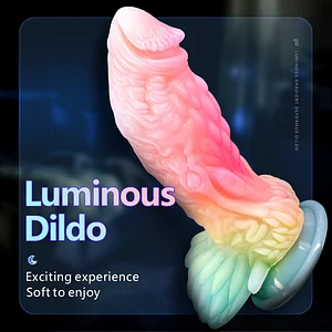 Candy Color Night Glow Fluorescent Mixed Color Silicone Dildo